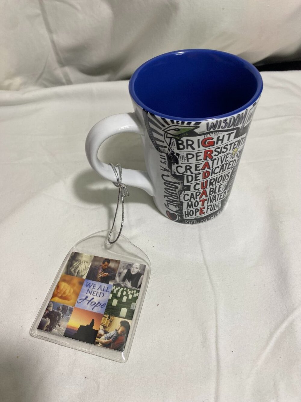 Lighthouse Christian Products Inspirational Scripture Coffee Mug Blue Interior
